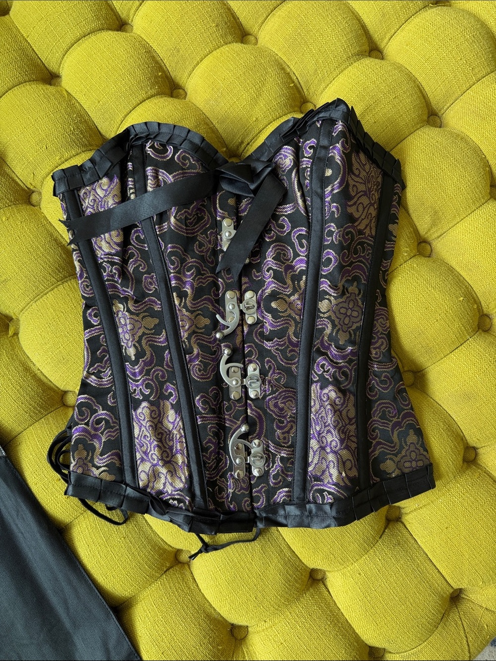 Black & Purple Brocade Corset Camisole